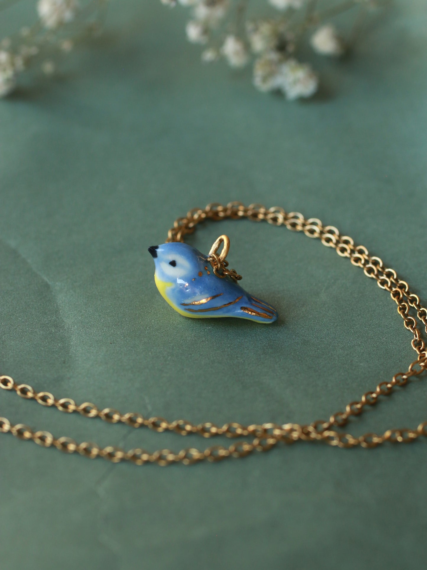 Blue tit necklace