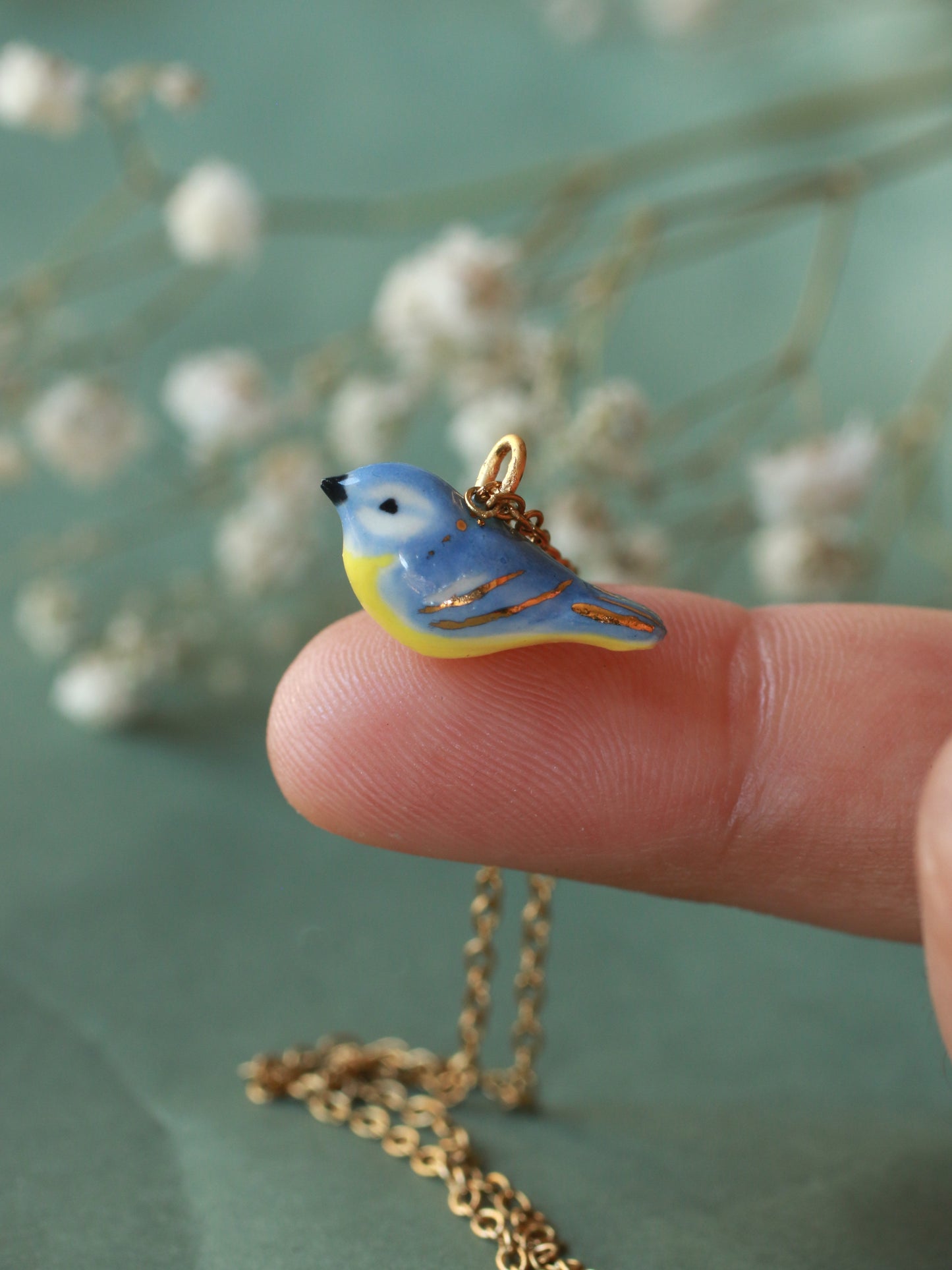Blue tit necklace
