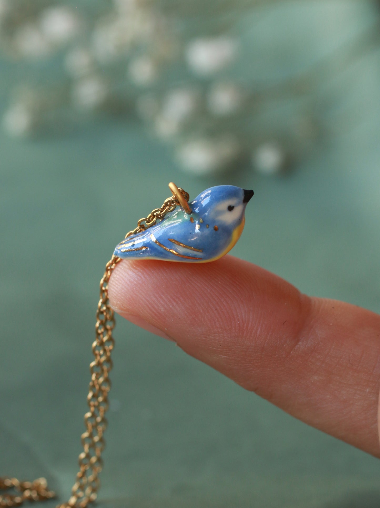 Blue tit necklace