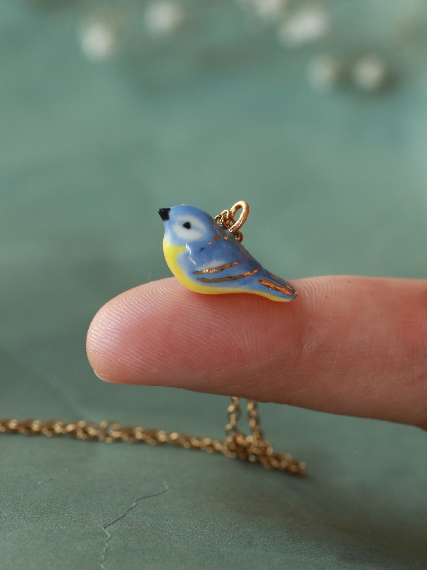 Blue tit necklace