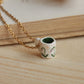 Tiny cup necklace - lily of the valley mug