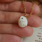 Baby barn owl necklace in a nutshell box