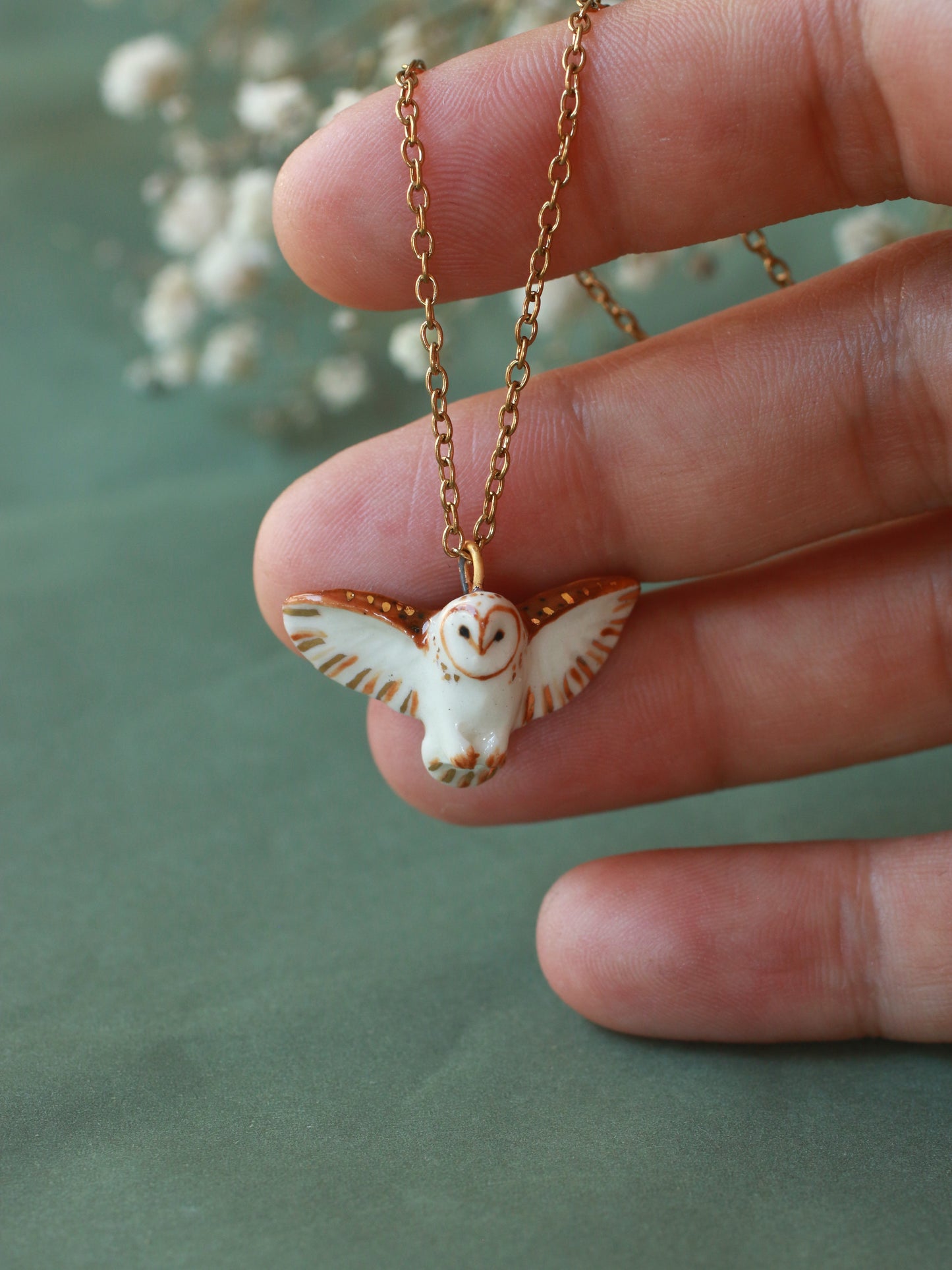 Barn owl necklace