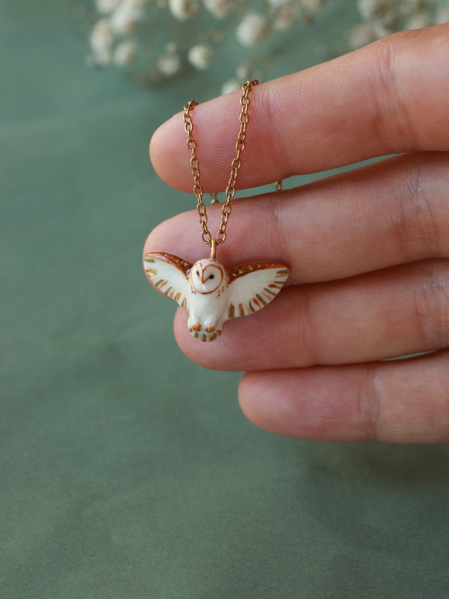Barn owl necklace