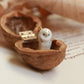 Barn owl necklace in a nutshell box - gold details