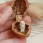 Barn owl necklace in a nutshell box - gold details