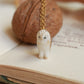 Barn owl necklace in a nutshell box - gold details