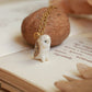 Barn owl necklace in a nutshell box - gold details