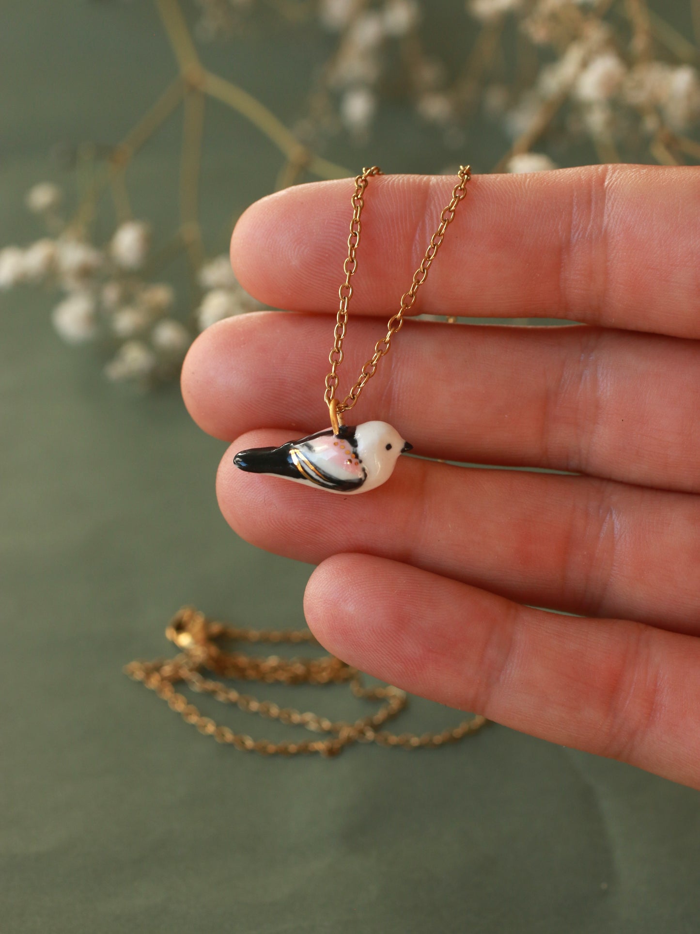 Long-tailed tit necklace