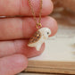 Barn owl necklace in a nutshell box - gold details