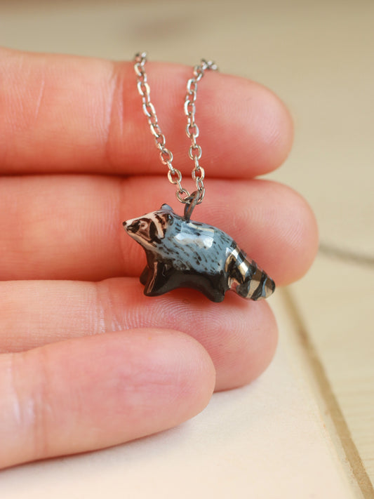 Raccoon necklace - silver details