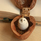 Baby barn owl necklace in a nutshell box