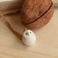 Baby barn owl necklace in a nutshell box