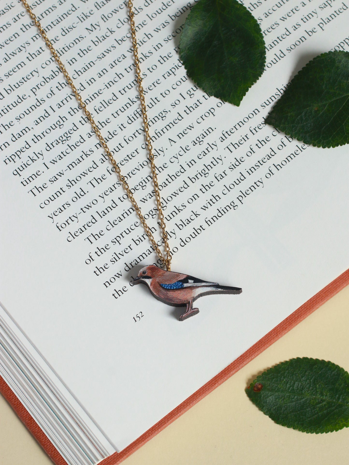 Jay necklace - wooden bird jewelry