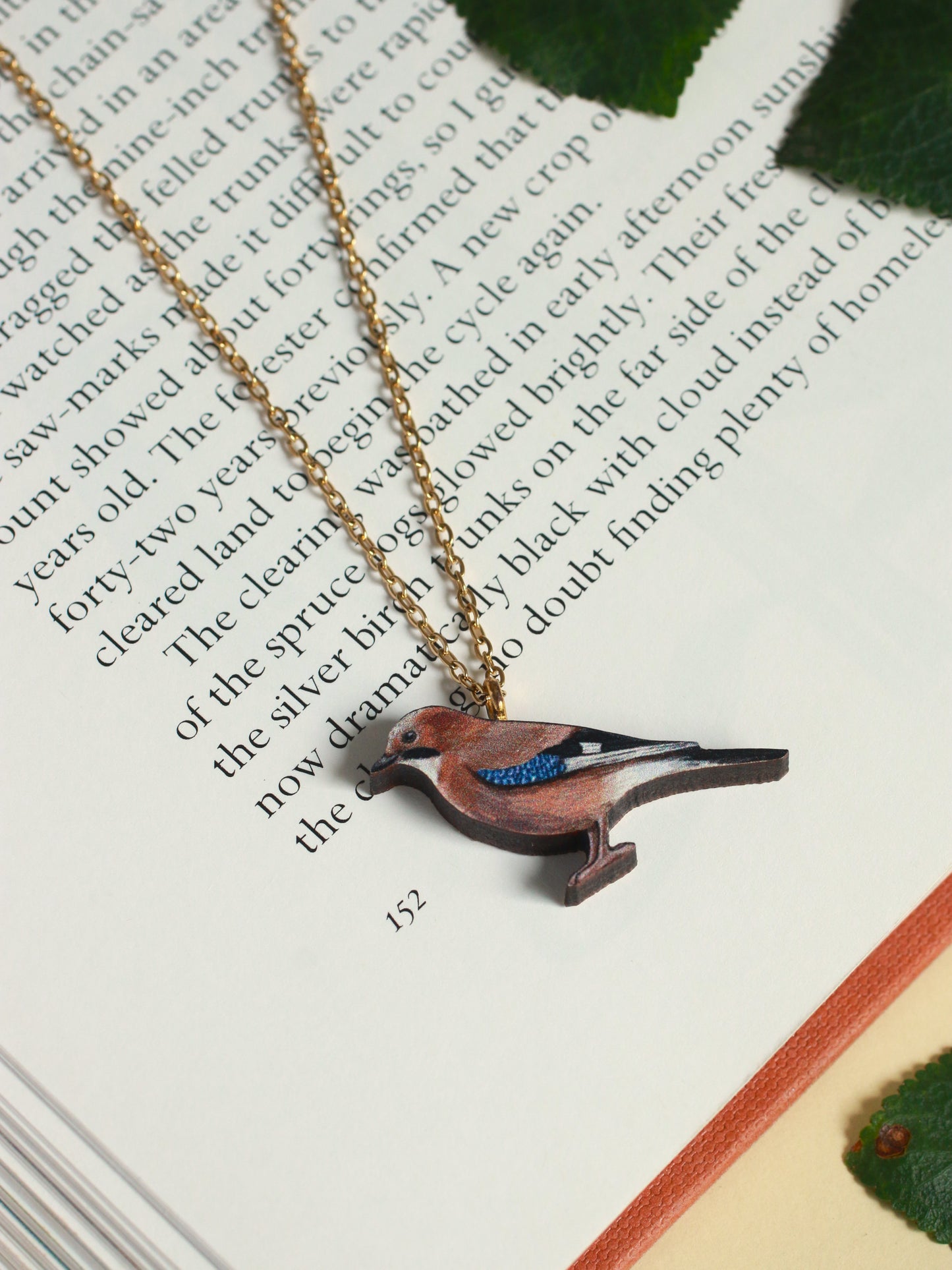 Jay necklace - wooden bird jewelry