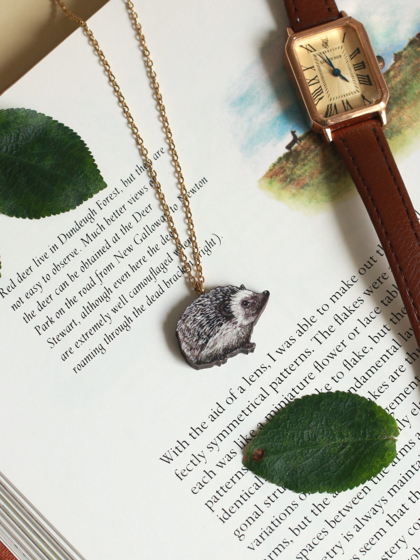 Hedgehog necklace - wooden pendant