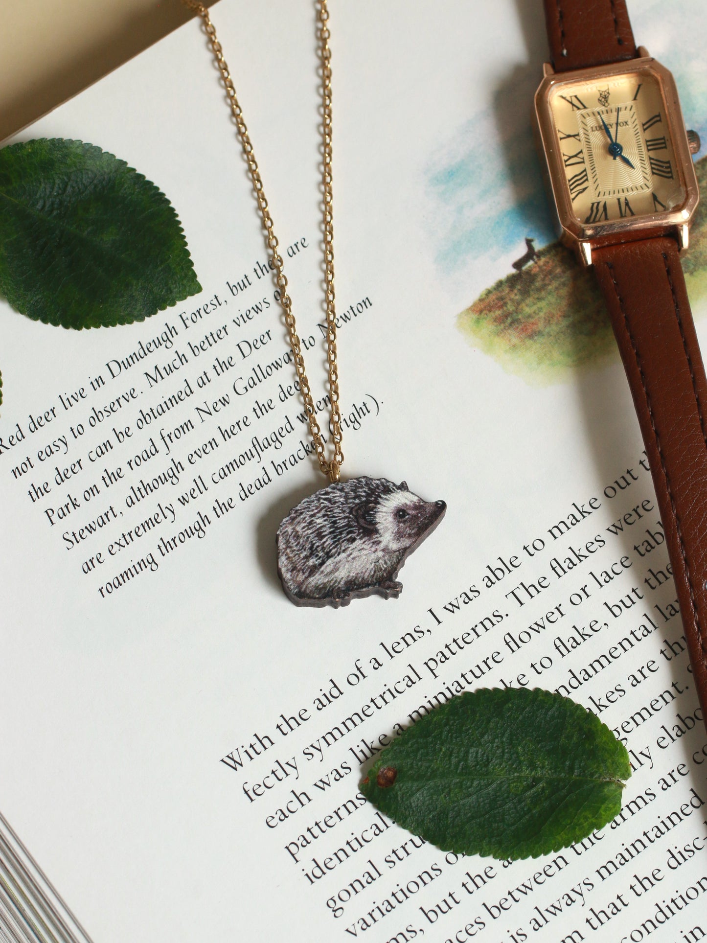 Hedgehog necklace - wooden pendant