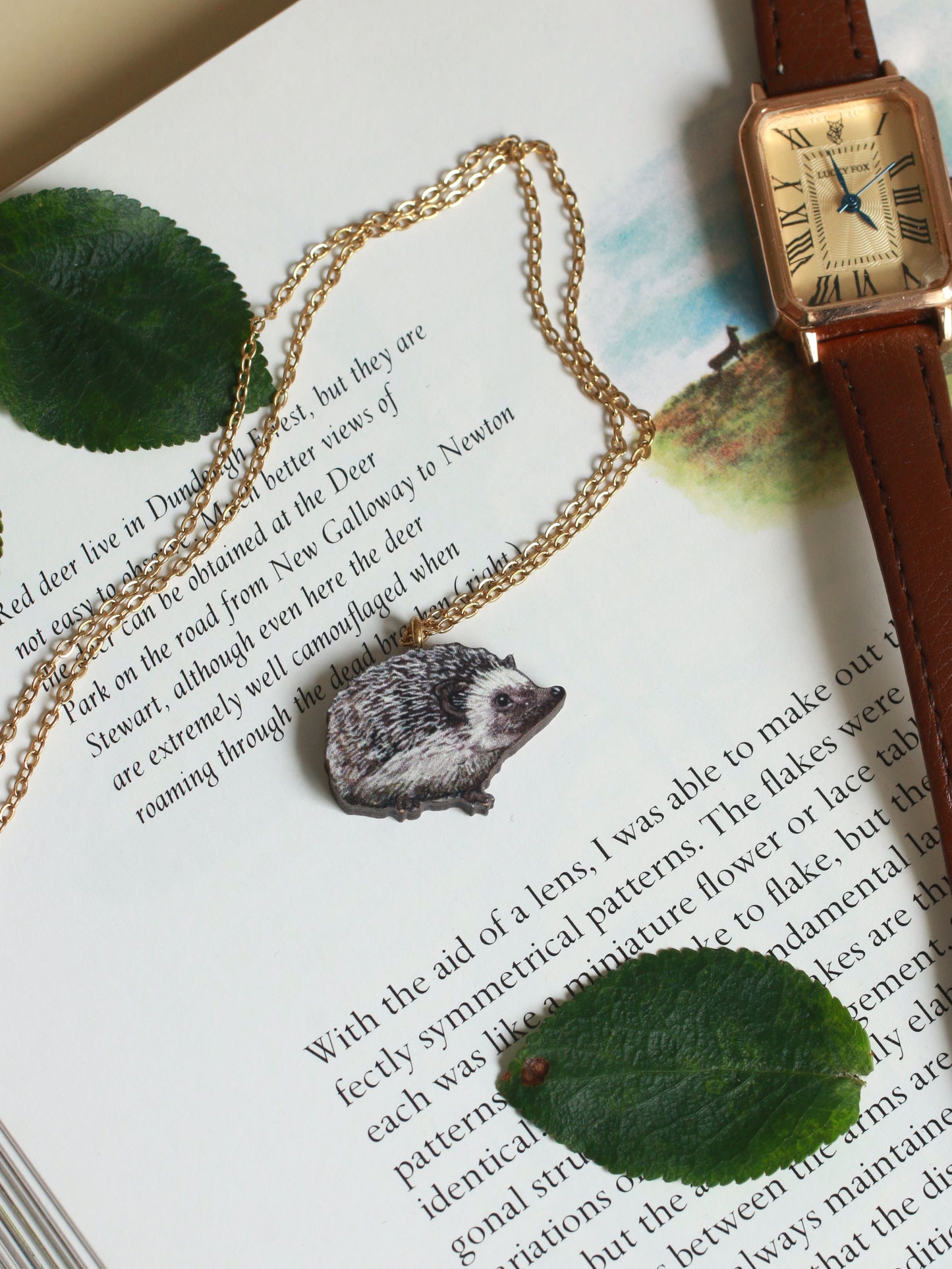 Hedgehog necklace - wooden pendant