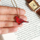 Red cardinal necklace - wooden bird jewelry