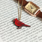 Red cardinal necklace - wooden bird jewelry