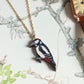 Woodpecker necklace - wooden bird pendant