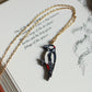 Woodpecker necklace - wooden bird pendant