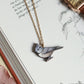 Crested tit necklace - wooden bird pendant