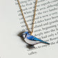 Blue jay necklace - wooden bird pendant