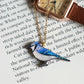 Blue jay necklace - wooden bird pendant