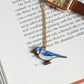 Blue jay necklace - wooden bird pendant