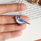 Blue jay necklace - wooden bird pendant