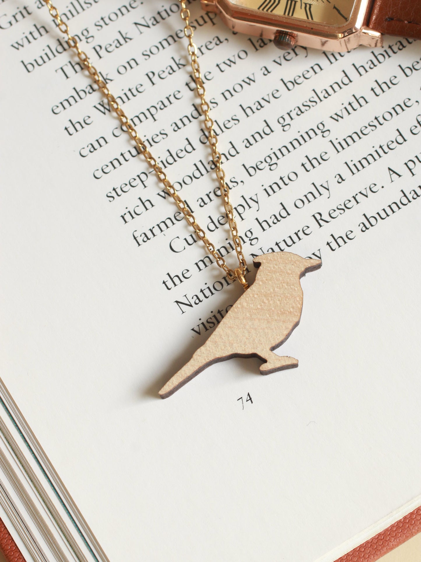 Blue jay necklace - wooden bird pendant