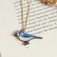 Blue jay necklace - wooden bird pendant