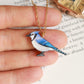 Blue jay necklace - wooden bird pendant