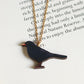 Black bird necklace - wooden bird pendant