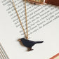 Black bird necklace - wooden bird pendant