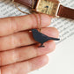 Black bird necklace - wooden bird pendant