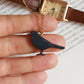 Black bird necklace - wooden bird pendant