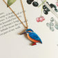 Kingfisher necklace - wooden bird pendant