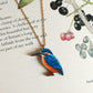 Kingfisher necklace - wooden bird pendant