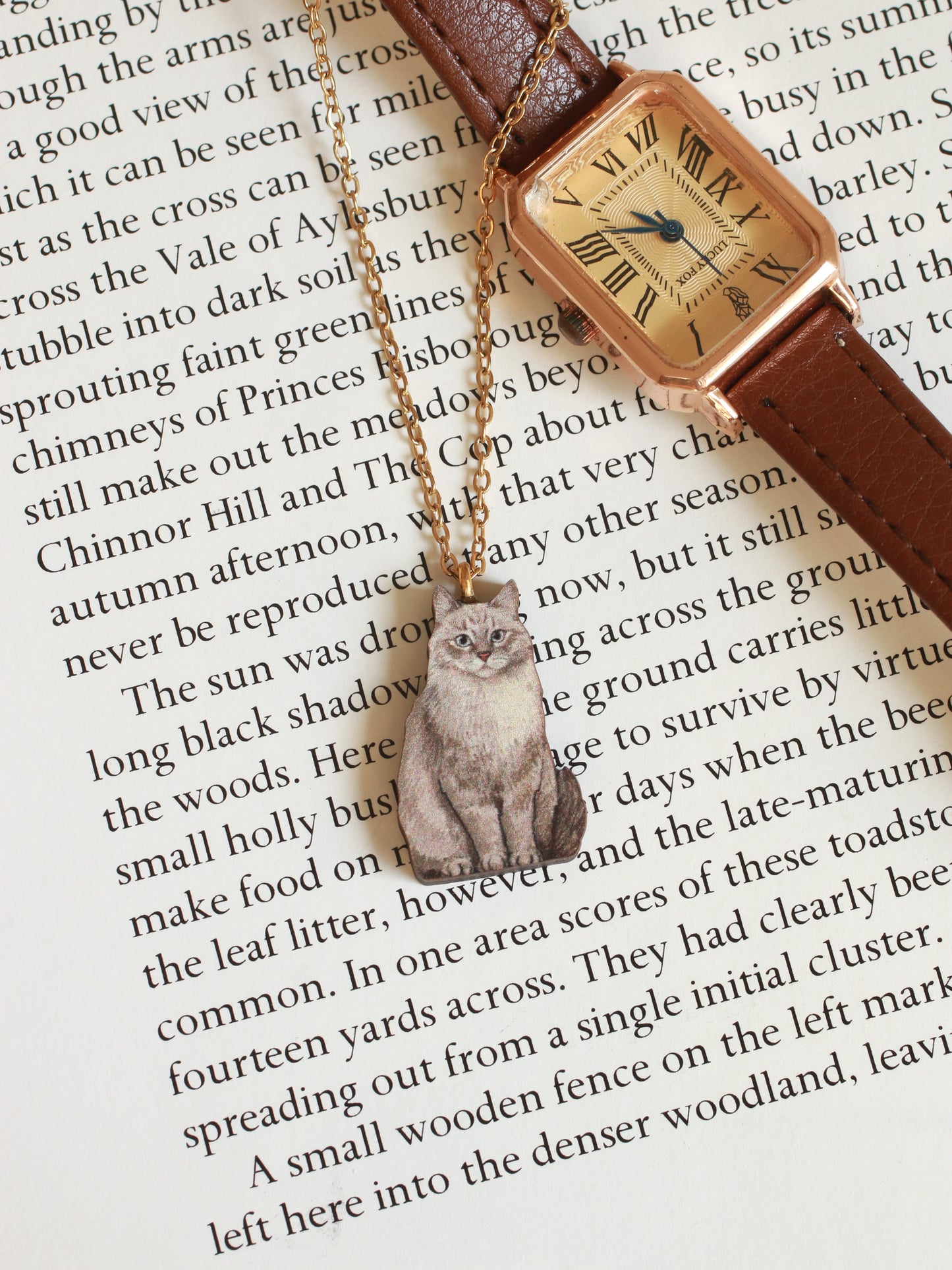 Siberian cat necklace - wooden cat pendant