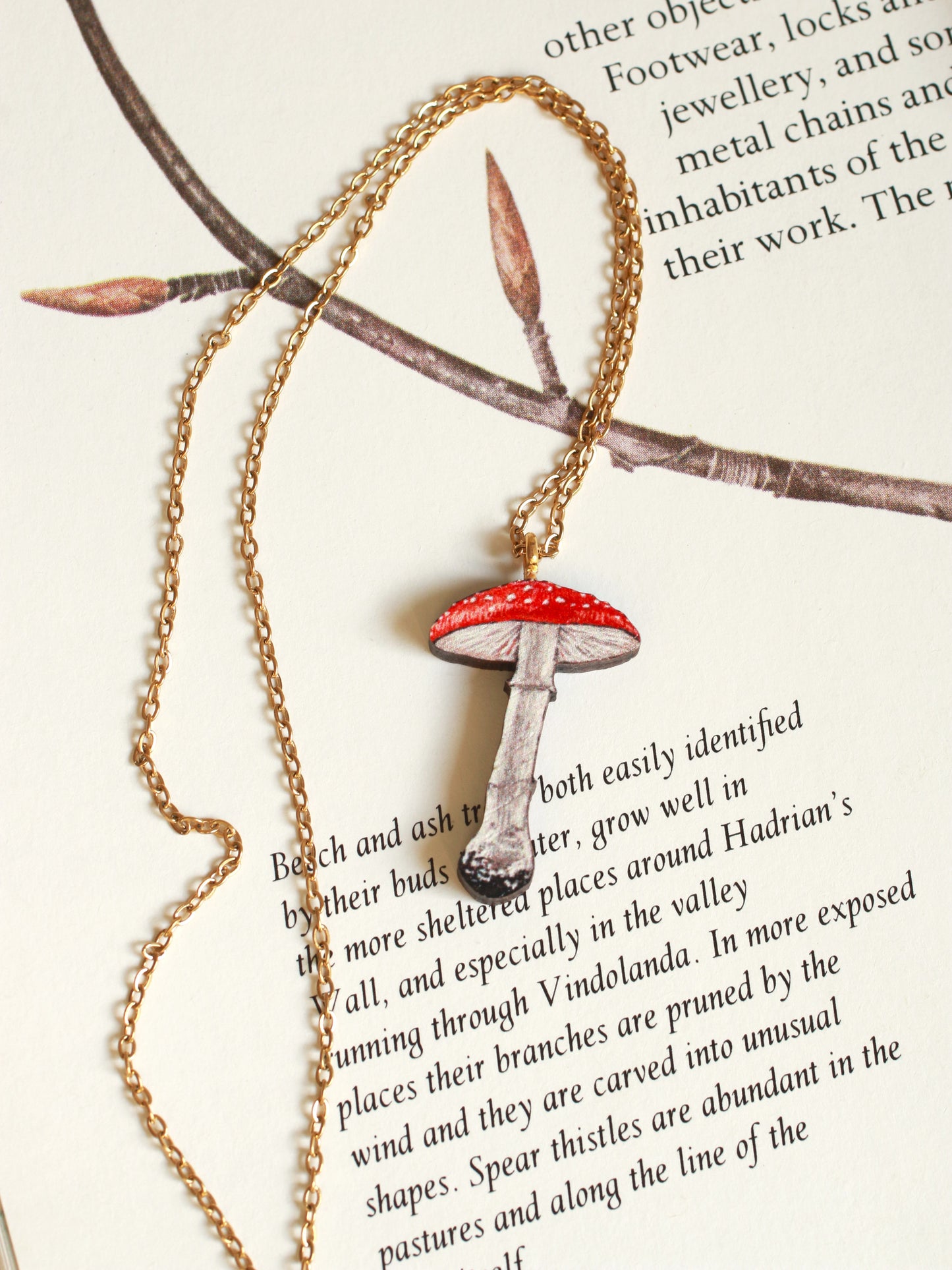 Mushroom wooden necklace