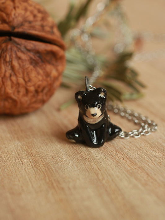 Black bear necklace in a walnut box