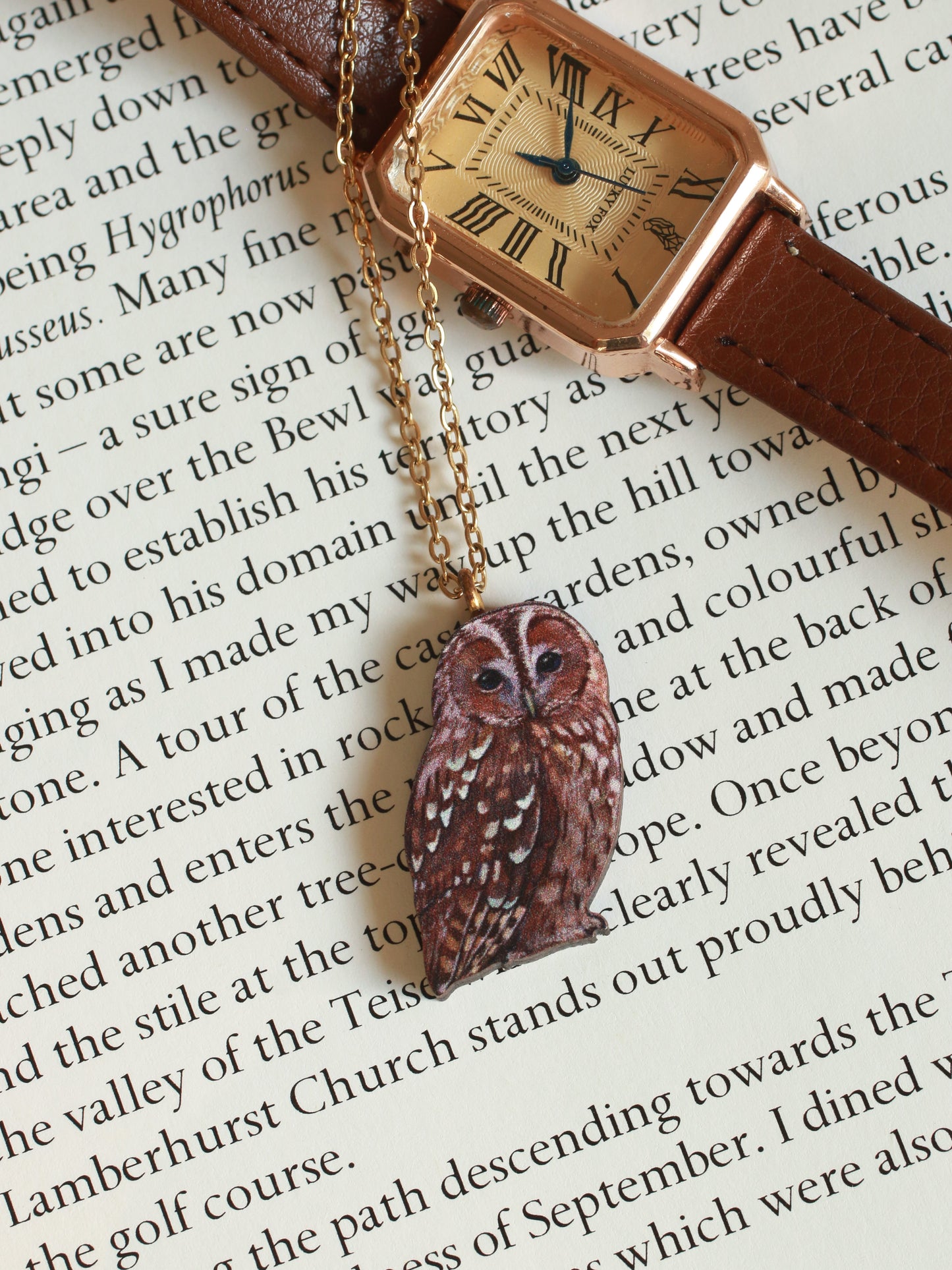 Tawny owl necklace