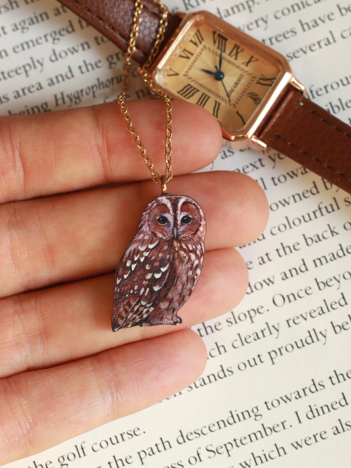 Tawny owl necklace