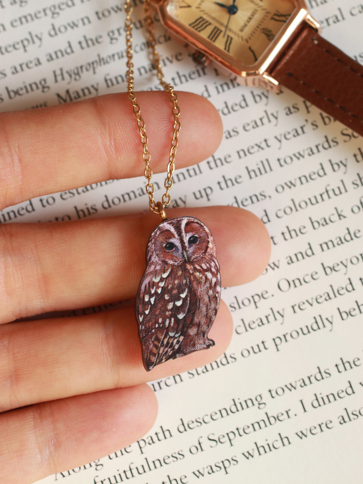 Tawny owl necklace