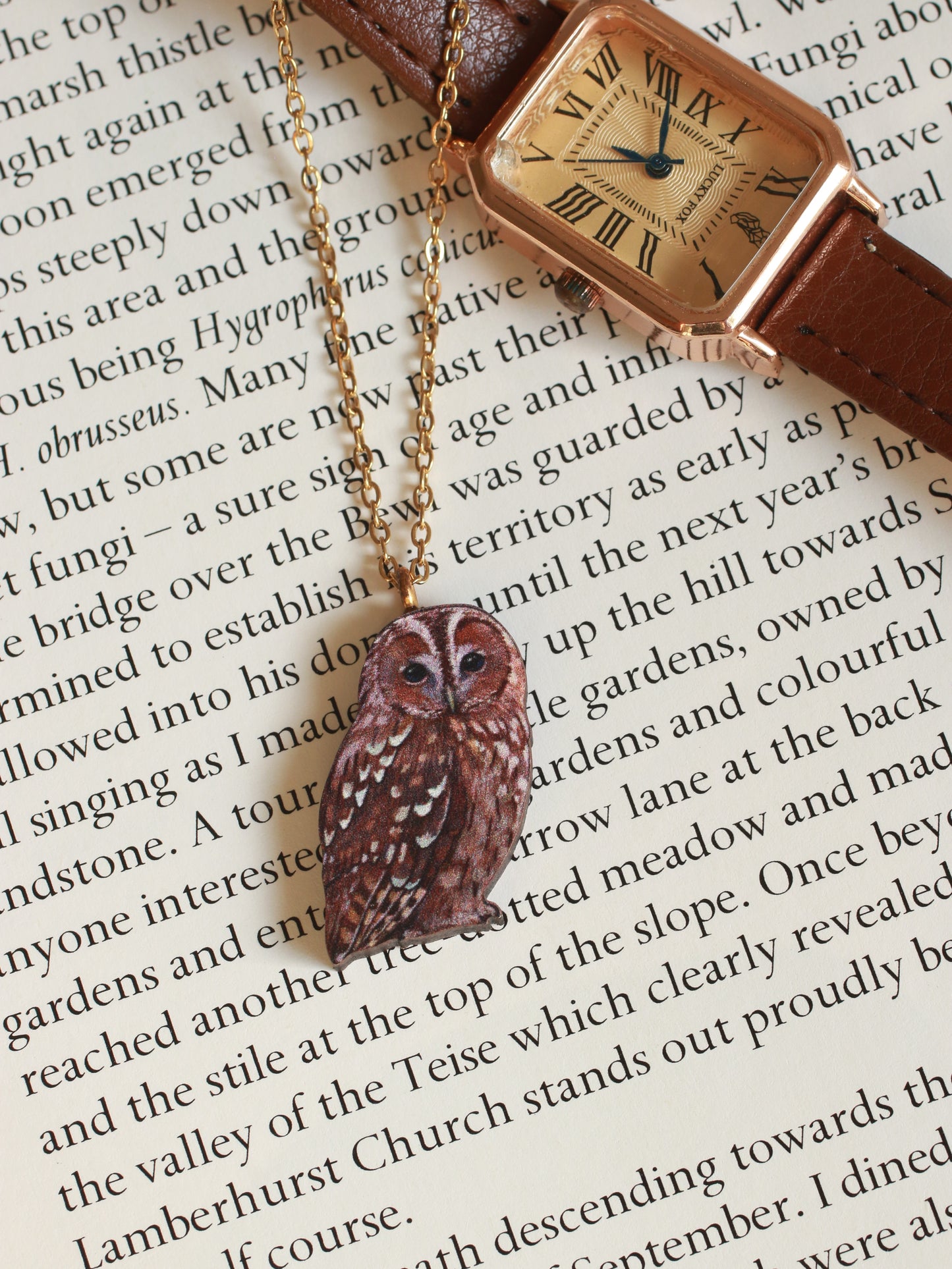 Tawny owl necklace