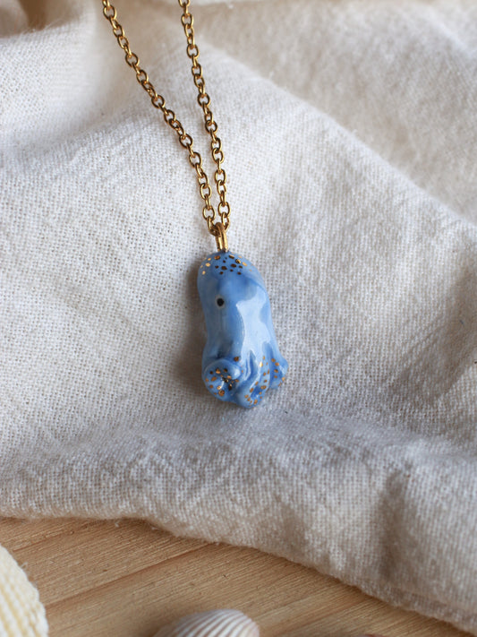 Blue octopus necklace