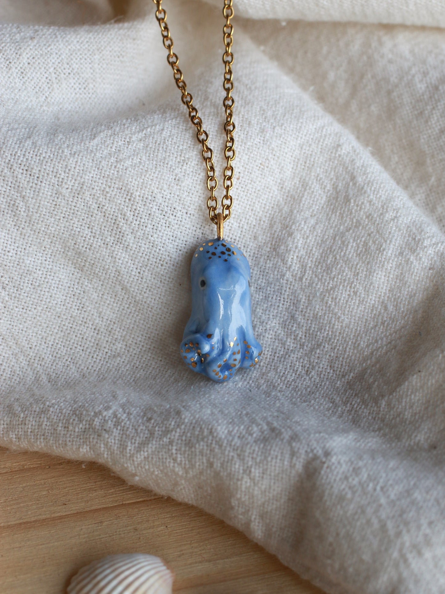 Blue octopus necklace