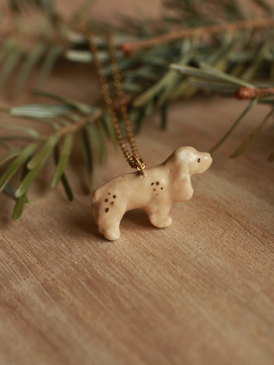 Ceramic Spaniel dog necklace